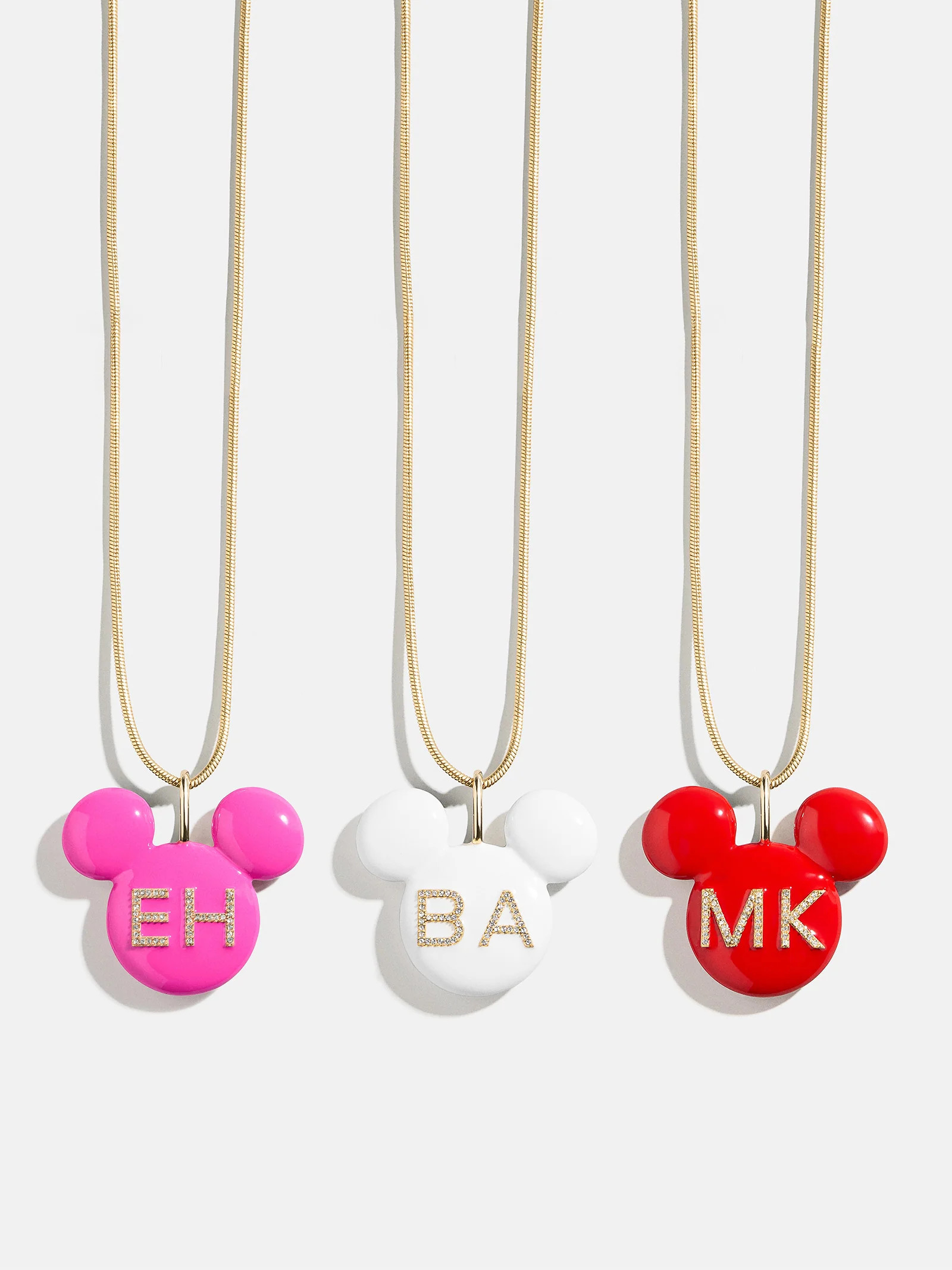 Disney Mickey Mouse Enamel Custom Initial Necklace - Pink | BaubleBar