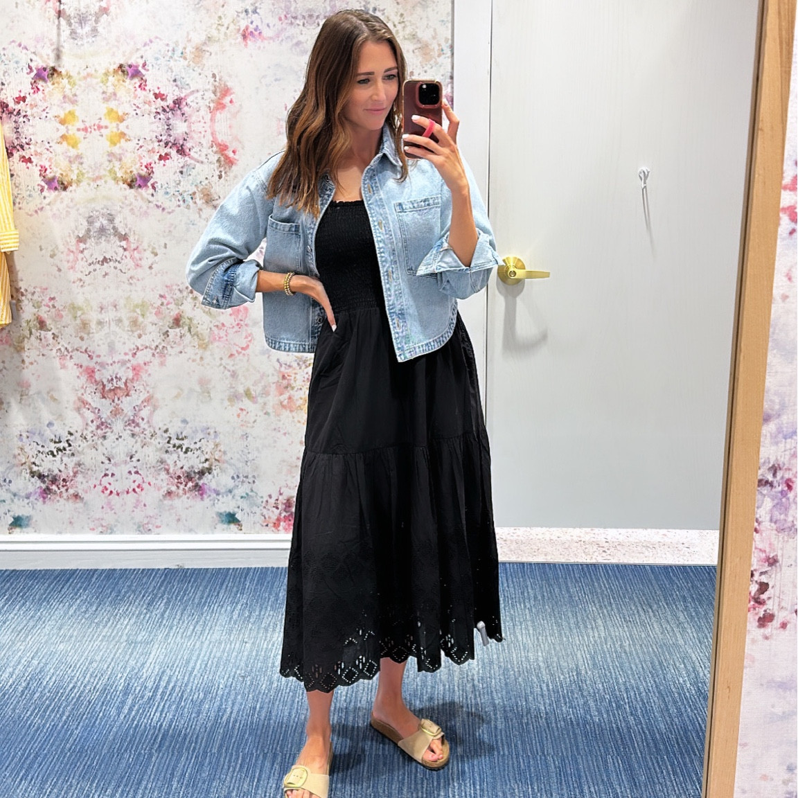 Eyelet midi dress
Cropped denim jacket
Birkenstock sandals


#LTKstyletip #LTKSeasonal