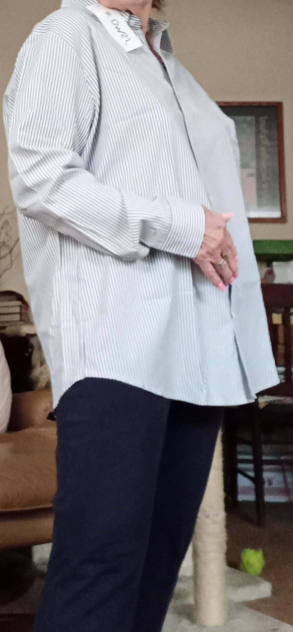 OMSJ Women’s Striped Button Down Shirts Casual Long Sleeve Stylish Collared Office Work Blouses... | Amazon (US)