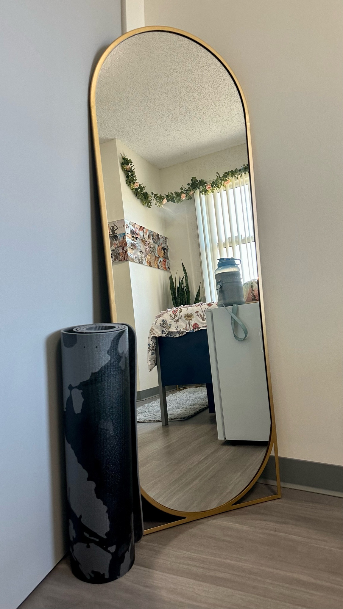 gold aesthetic full body mirror perfect for collage dorm room + black swirl yoga mat

#LTKCyberWeek #LTKfitness #LTKhome