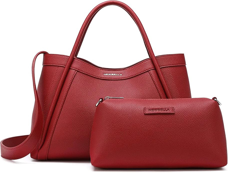 NEWBELLA Kelly Vegan Leather Tote Bag for Women, Hobo Shoulder Bag, Crossbody Handbag with Matchi... | Amazon (US)