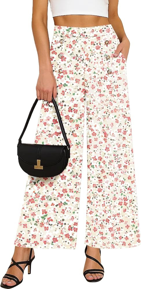 KUOTAI Womens Baggy Wide Leg Pants High Waisted Lounge Casual Loose Palazzo Trousers with Pockets | Amazon (US)