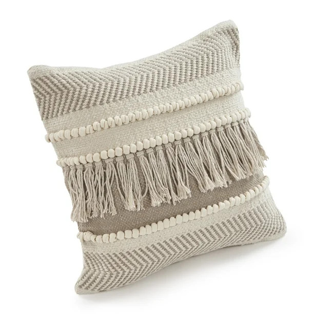 Lr Home Zanthia Alabaster Stripe Beige, Natural 20" x 20" Indoor Square Hand - Crafted Throw Pill... | Walmart (US)