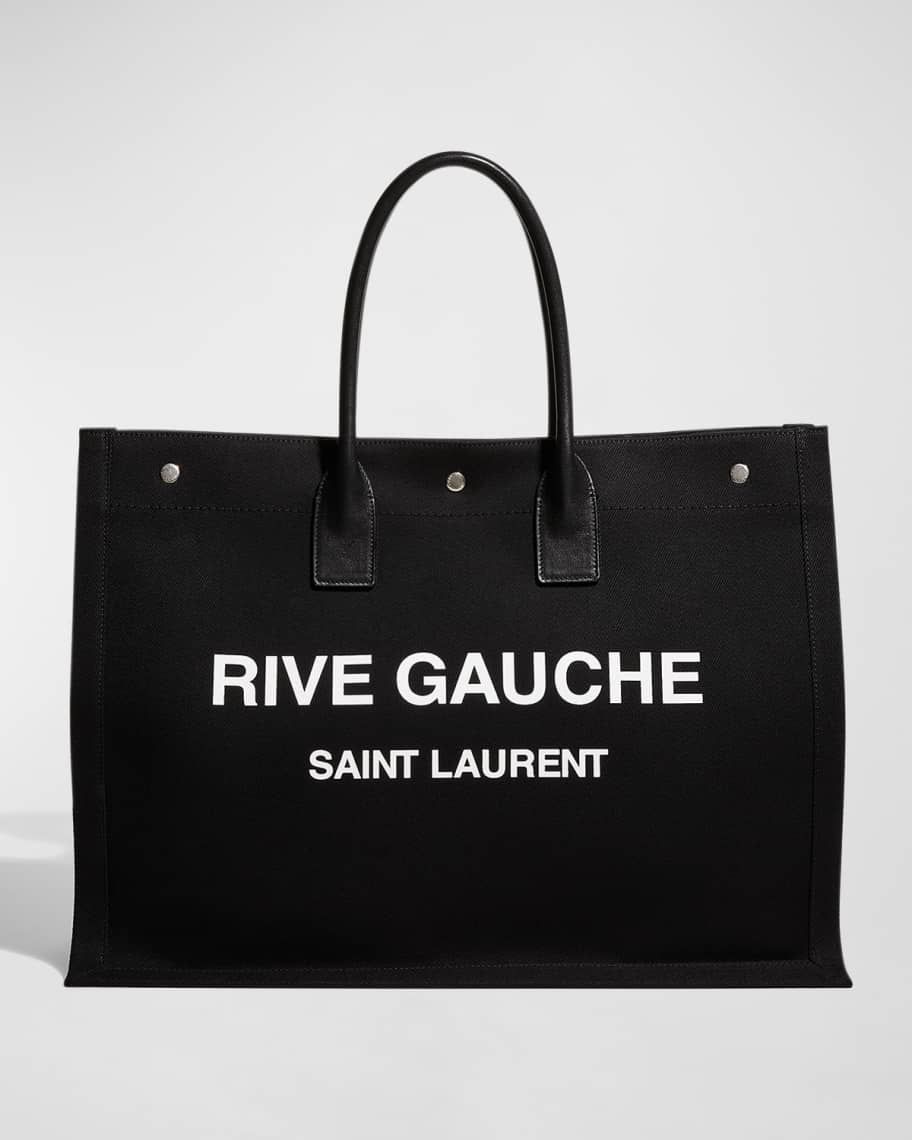 Saint Laurent Rive Gauche Cabas Canvas Tote Bag | Neiman Marcus