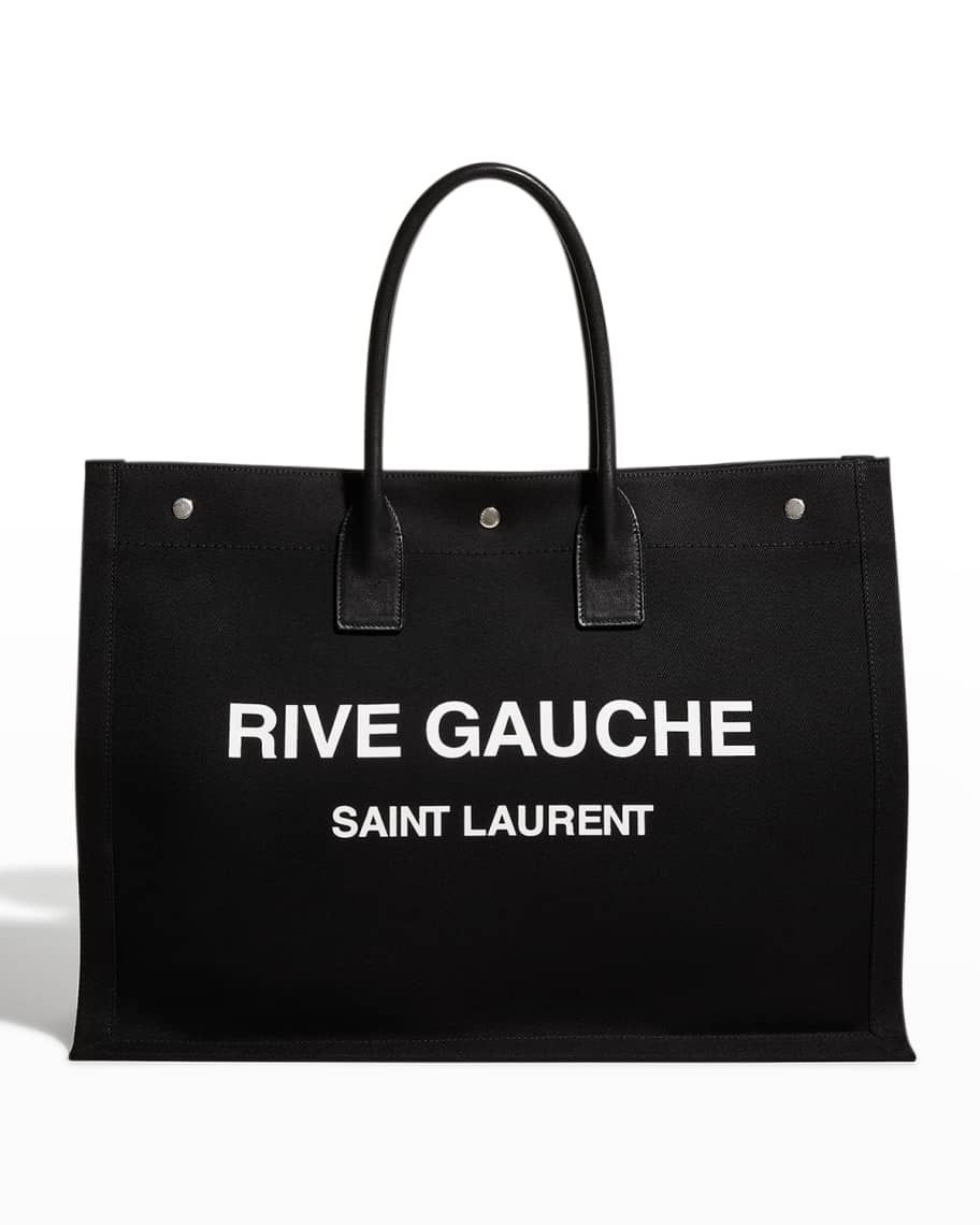 Saint Laurent Rive Gauche Cabas Canvas Tote Bag | Neiman Marcus