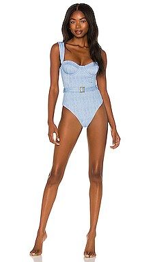 WeWoreWhat Vintage Danielle One Piece in Denim Texture Light Wash from Revolve.com | Revolve Clothing (Global)