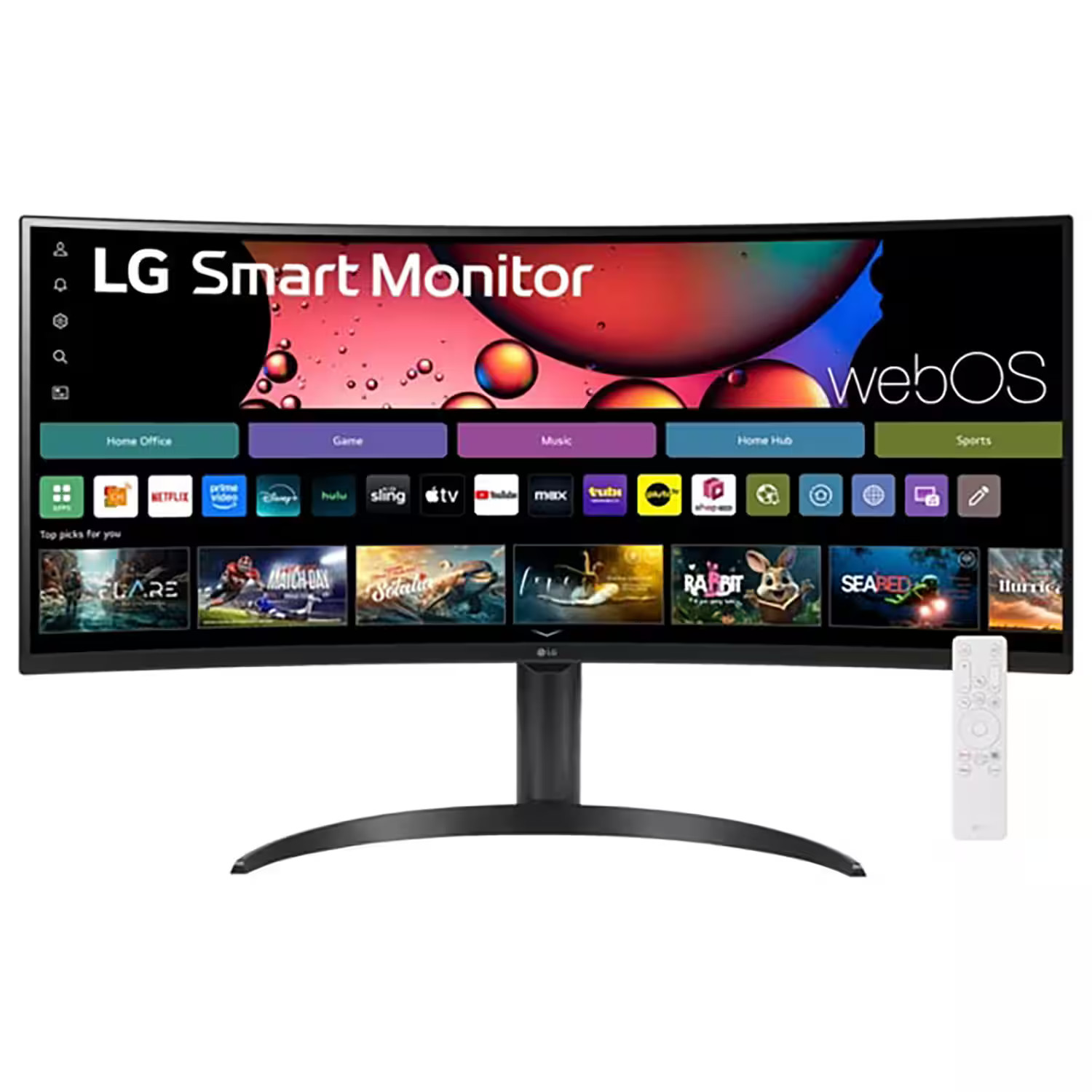 LG - 34"" Smart Monitor WQHD 1440P Curved Screen 100Hz with webOS Tilt/Height Adjustable Stand - Black | Best Buy U.S.