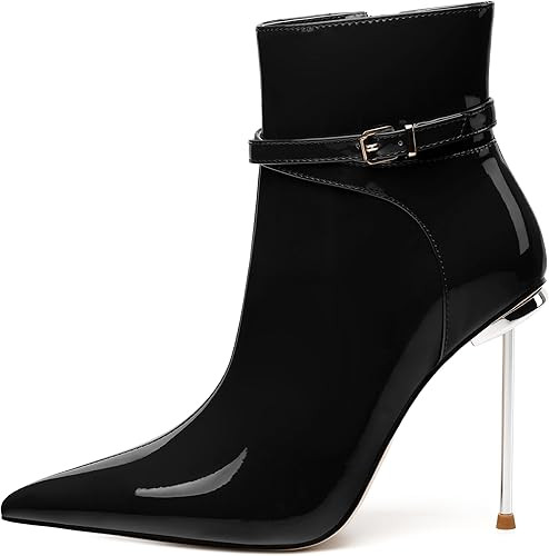 WAYDERNS High Heel Ankle Boots for Women Pointed Toe Patent Stiletto Heels 4.3 Inch with Side Zip... | Amazon (US)