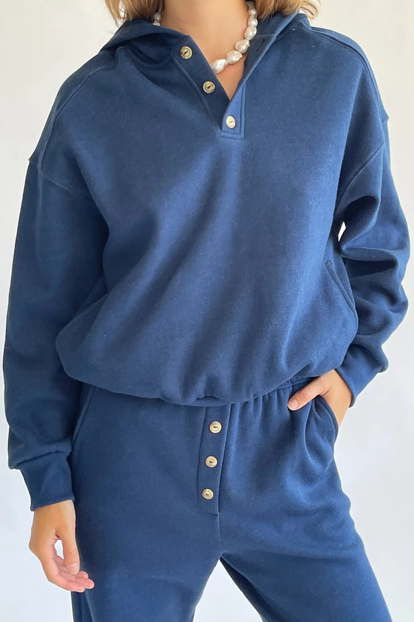 eco fleece button hoodie | DONNI.