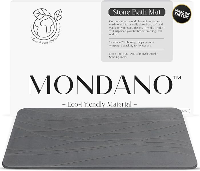 Mondano Stone Bath Mat, Diatomaceous Earth Shower Mat Non Slip Bathroom Mat Quick Dry Stone Mat, ... | Amazon (US)