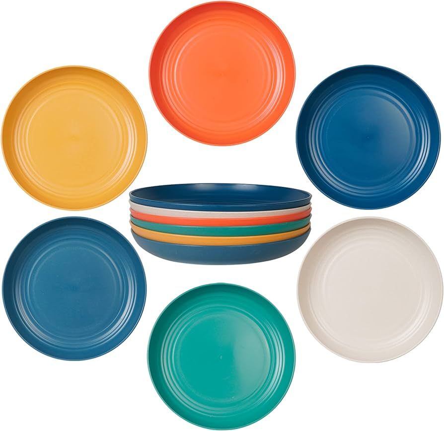 DLF. DONGLINFENG Wheat Straw Plates 6-Piece Unbreakable Wheat Plastic Dinner Plates (Deep Dish/Pi... | Amazon (US)