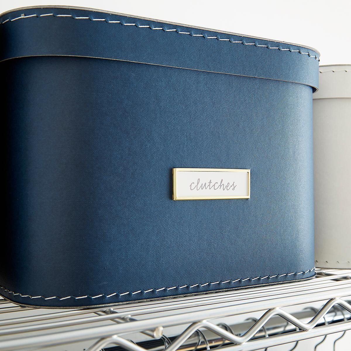 Navy Oskar Storage Box with Lid | The Container Store