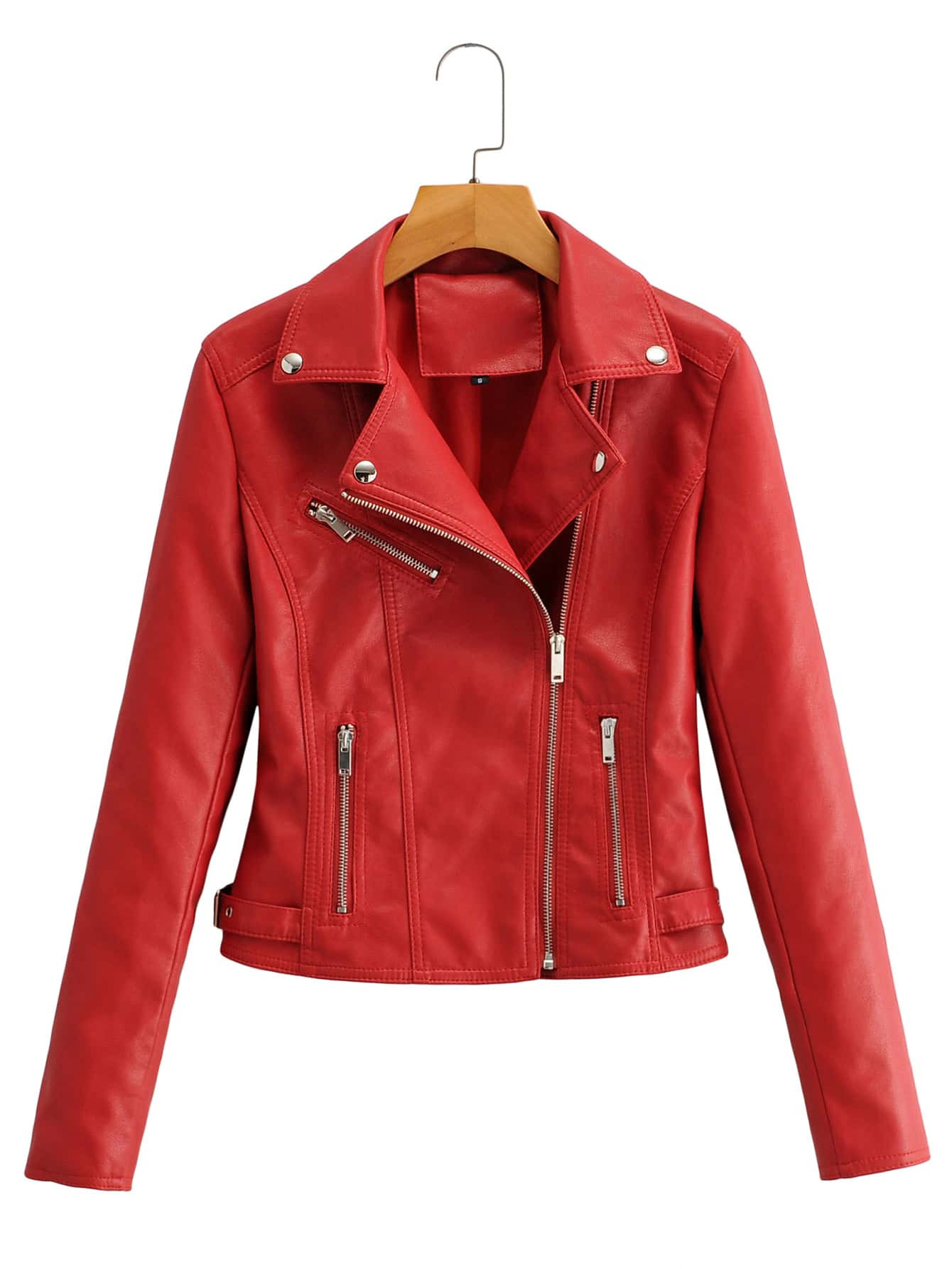 Lapel Collar Zip Up PU Moto Jacket | SHEIN