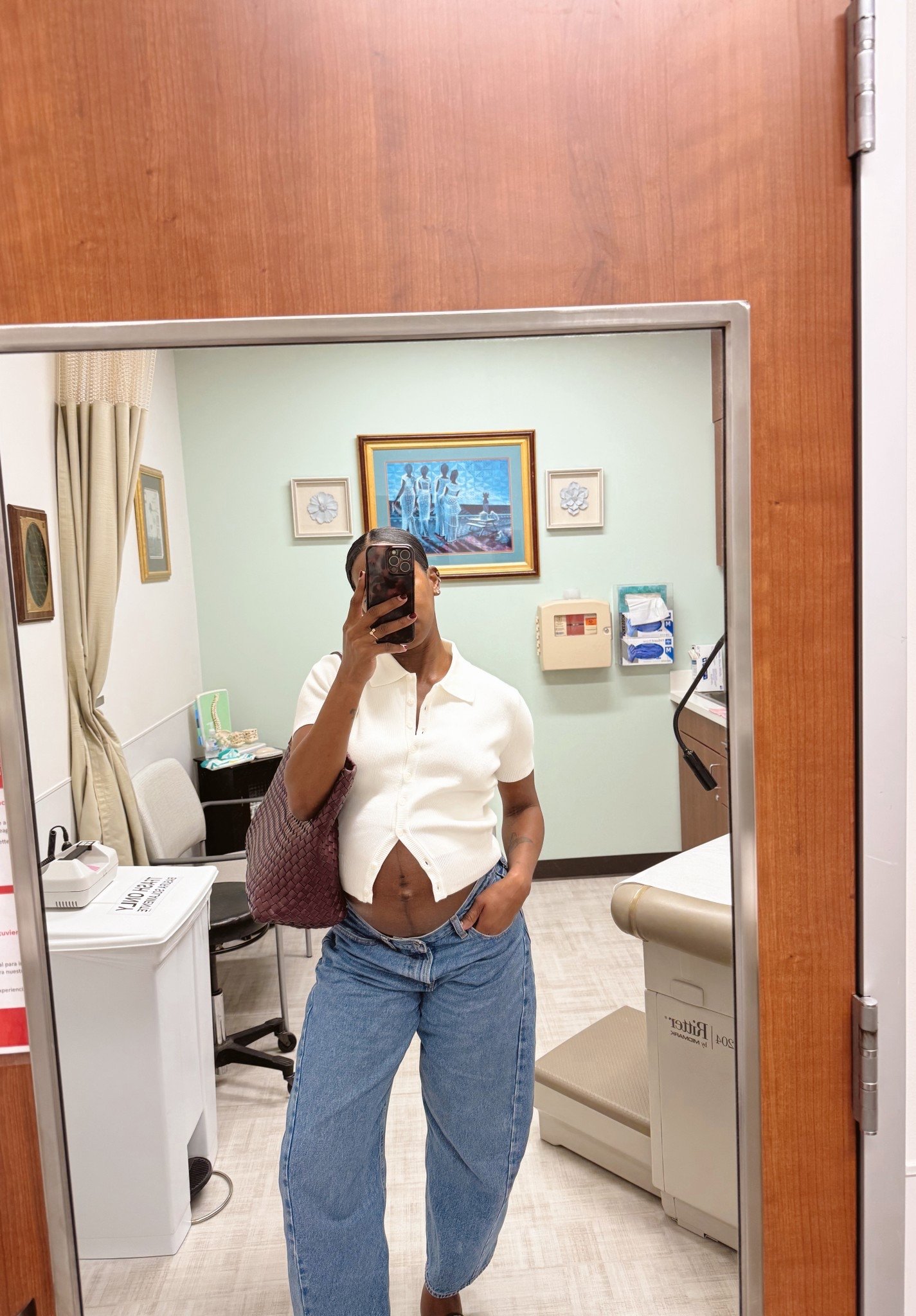 Today’s doctors appointment outfit 🩵 no maternity clothes, just sizing up!

#LTKBump #LTKStyleTip