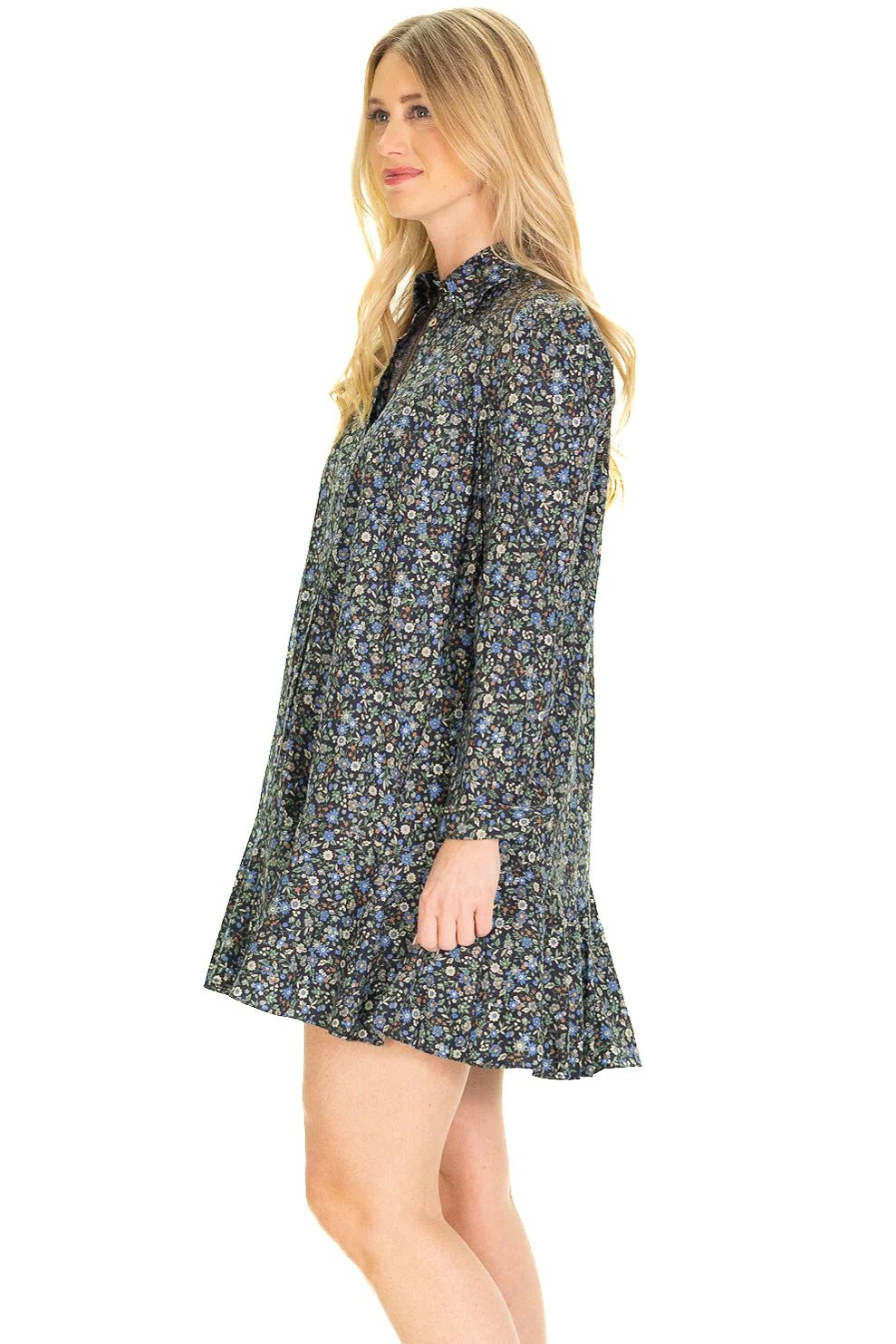 The Iris Drop Waist Shirt Dress in Green Floral - Duffield Lane | Duffield Lane