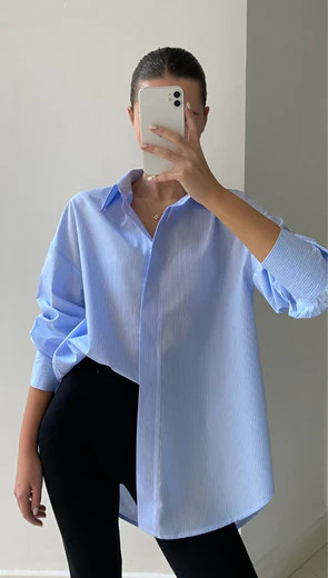 TALIA SHIRT - BLUE WITH WHITE STRIPE | Charli