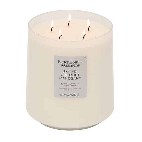 Better Homes & Gardens Salted Coconut Mahogany Scented 5-Wick Jar Candle, 100 oz | Walmart (US)