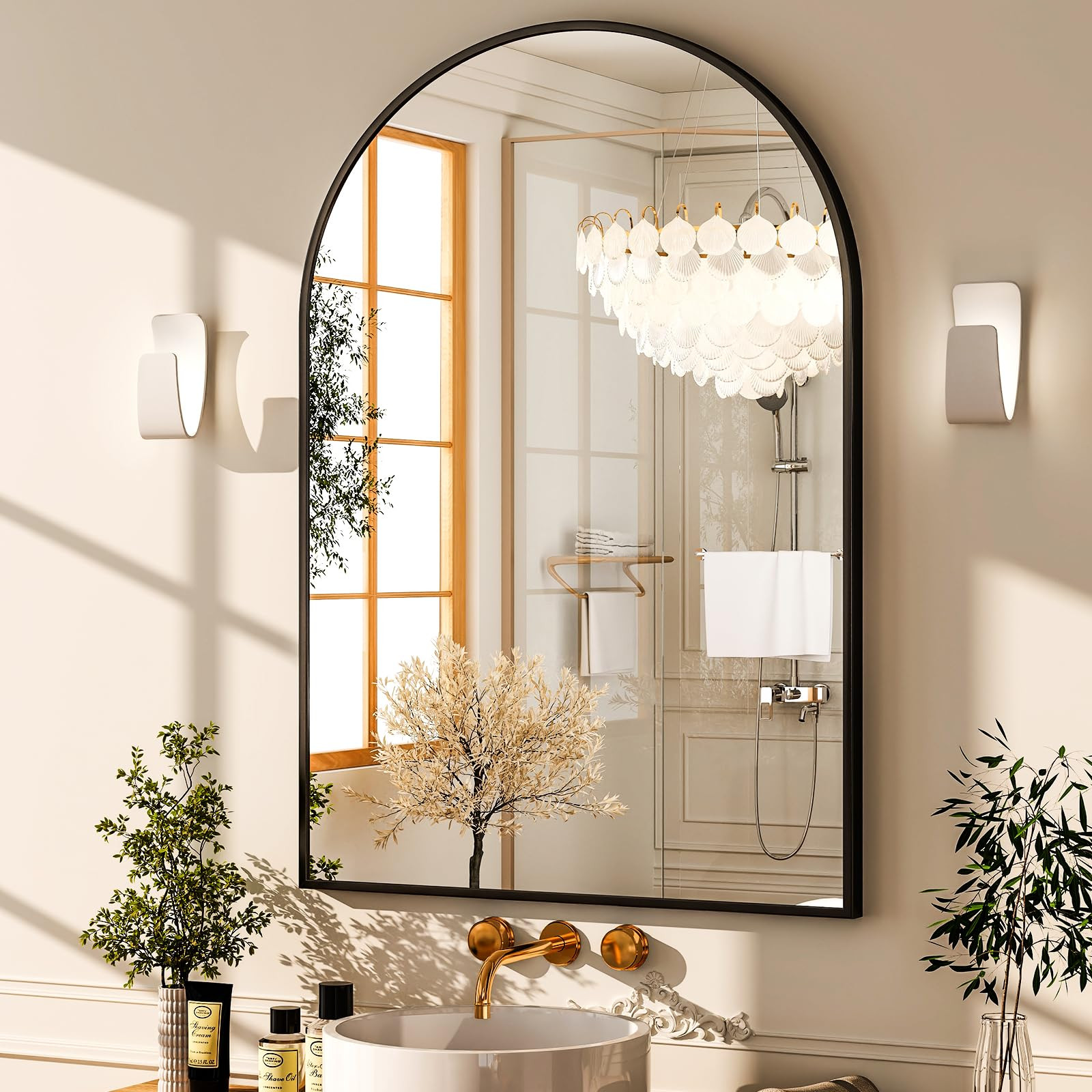 GLSLAND 20x30 inch Arch Bathroom Mirror - Arched Bathroom Mirror/Wall Mounted Vanity Mirror - Arc... | Amazon (US)