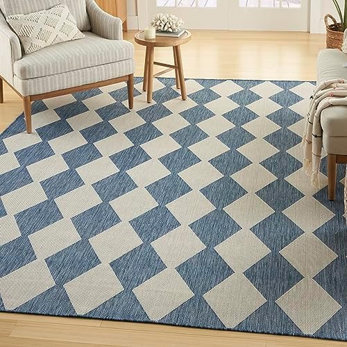 Nourison Home Positano Navy Blue 5' x 7' Area Rug - Easy Clean, Non Shedding, Bed Room, Living Ro... | Amazon (US)