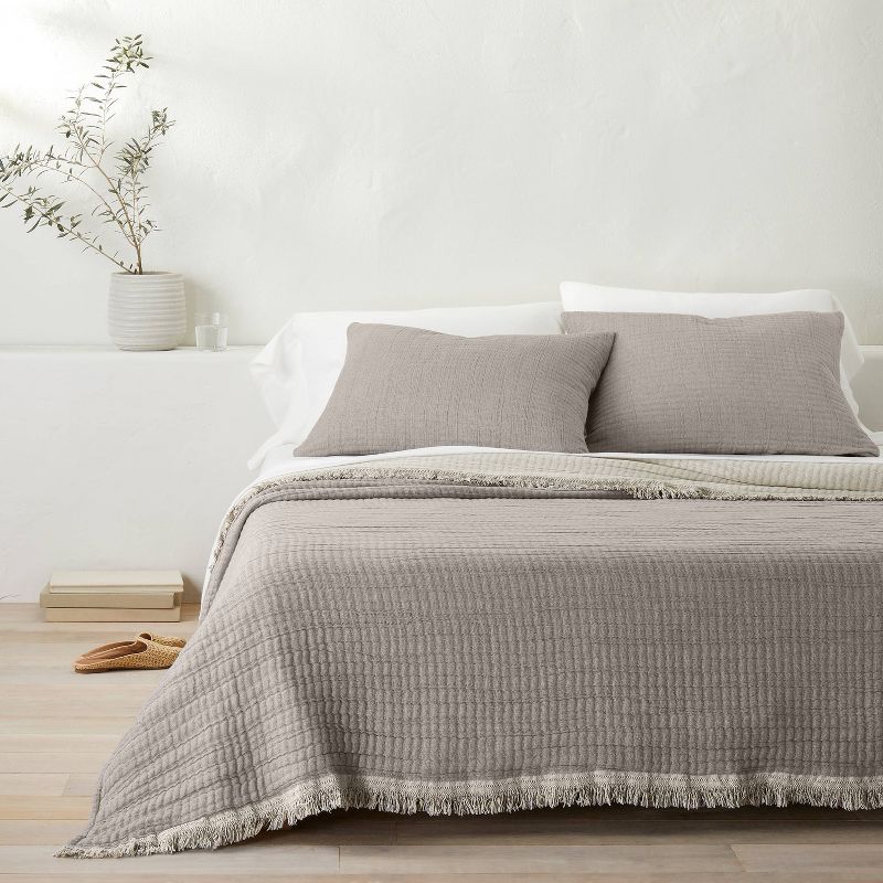 Reversible Textured Cotton Chambray Coverlet - Casaluna™ | Target