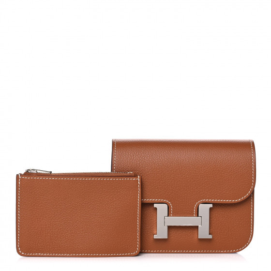 HERMES Evercolor Constance Slim Wallet Gold | Fashionphile
