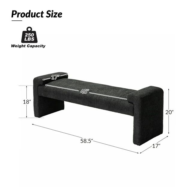 Banco Ottoman de 58 ", Cama Tapizada de Tela, Taburete de Pie, Reposapiés, Patas de Madera, Entr... | Walmart (US)