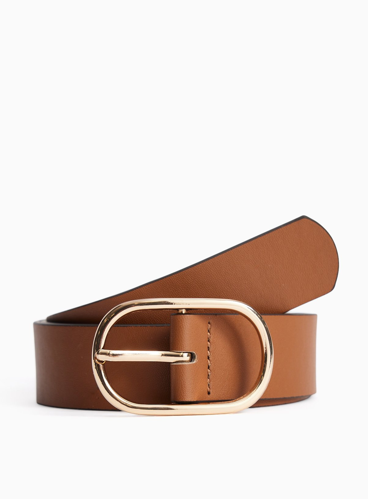 Tan Oval Buckle PU Belt | Tu Clothing