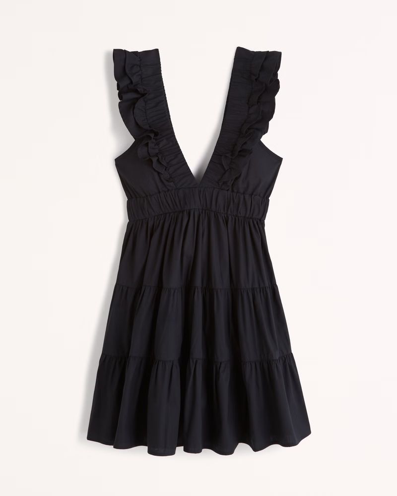 Abercrombie & Fitch Women's Ruffle Tiered Mini Dress in Black - Size S TLL | Abercrombie & Fitch (US)