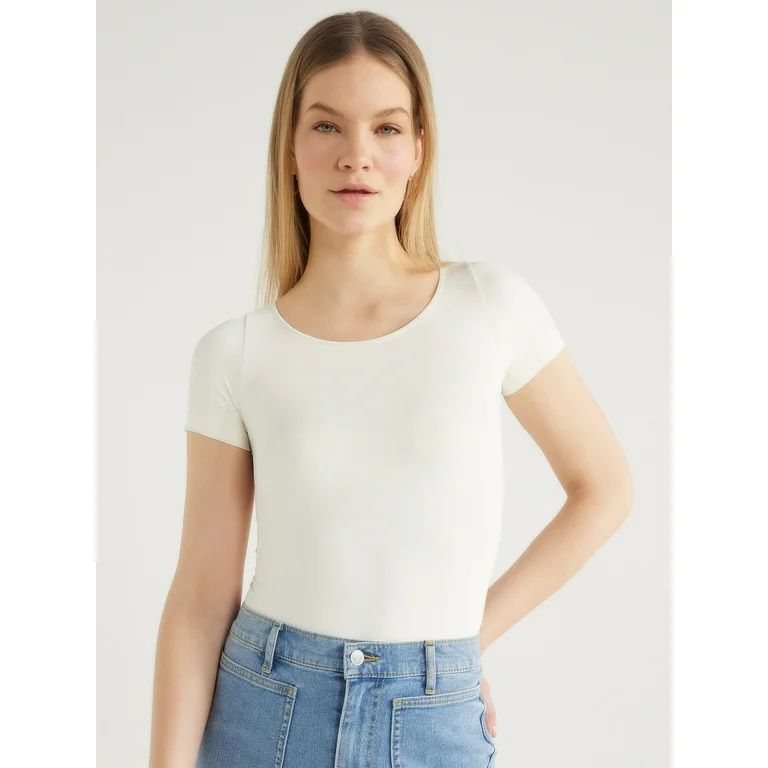 Scoop Women’s Crew Neck Bodysuit with Short Sleeves, Sizes XS-XXL | Walmart (US)