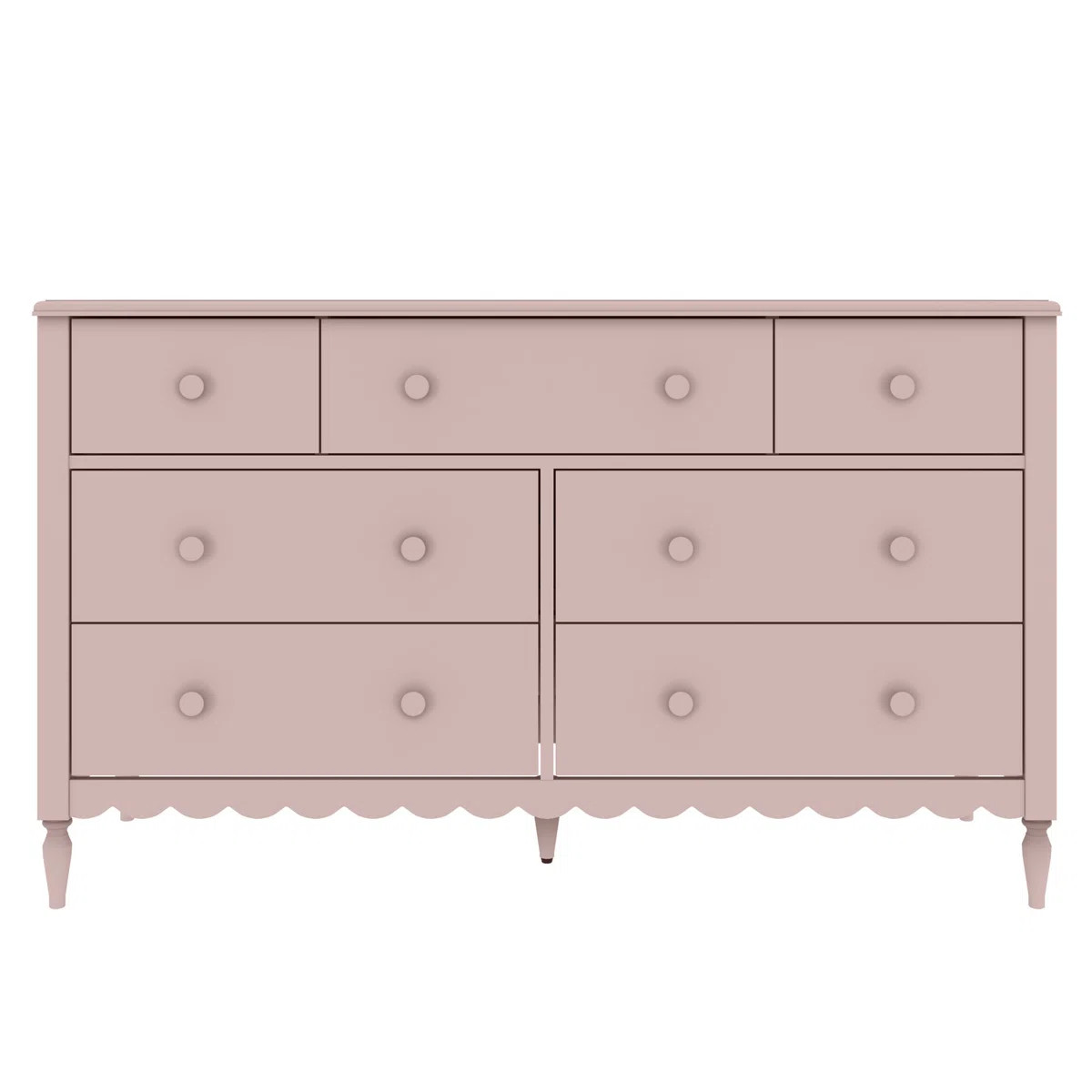 Charlotte 7-Drawer Scallop Detail Dresser, Blossom Pink | Wayfair North America