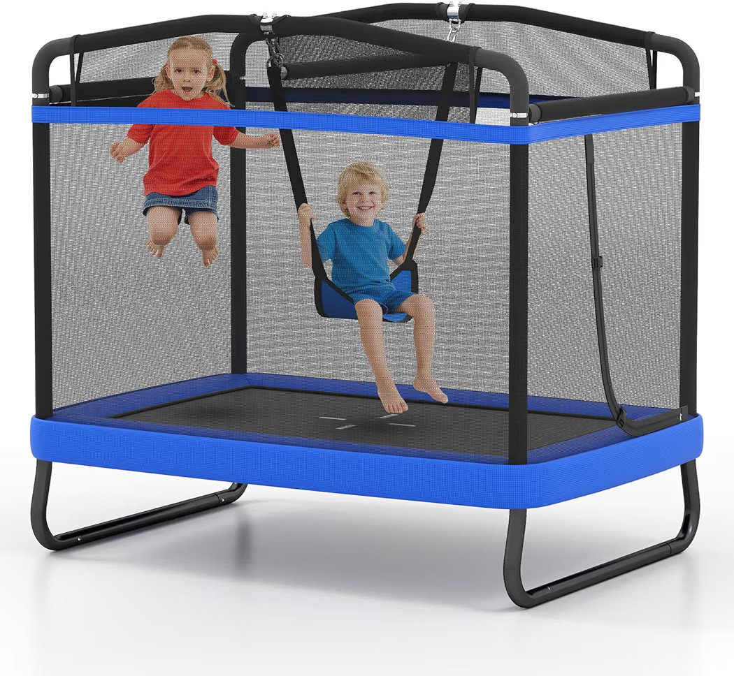 GYMAX Trampoline for Kids, 70” Toddler Rebounder with Detachable Swing, Horizontal Bar & All-Ro... | Amazon (US)