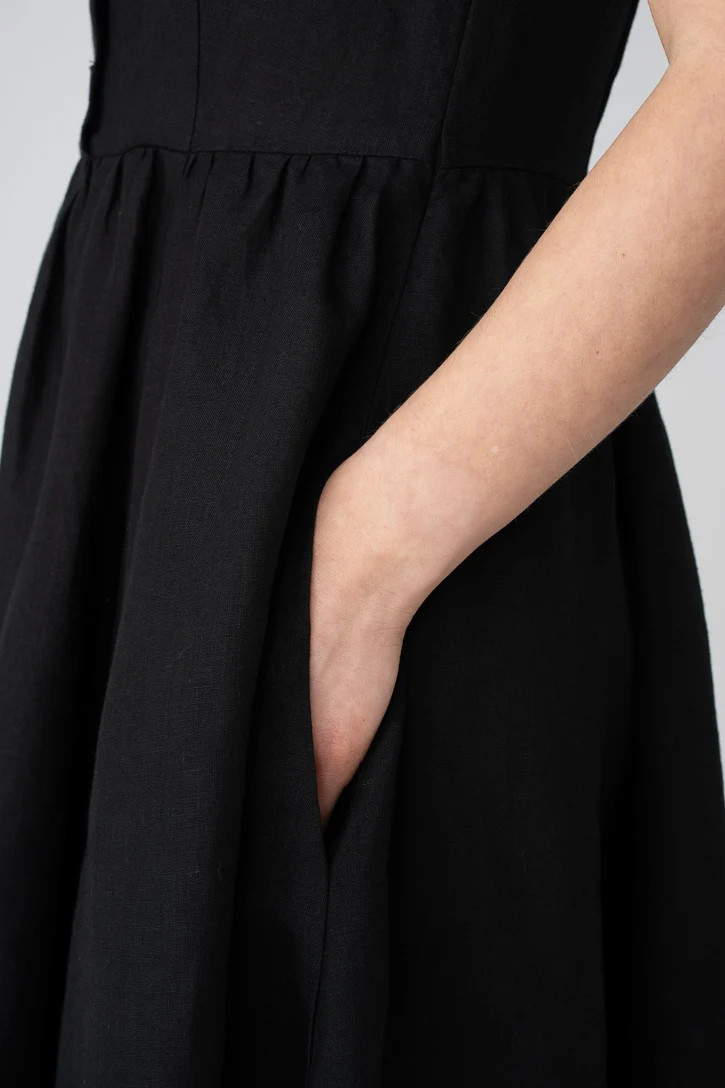 Classic – Short Sleeve Peter Pan Collar Linen Dress | Son de Flor
