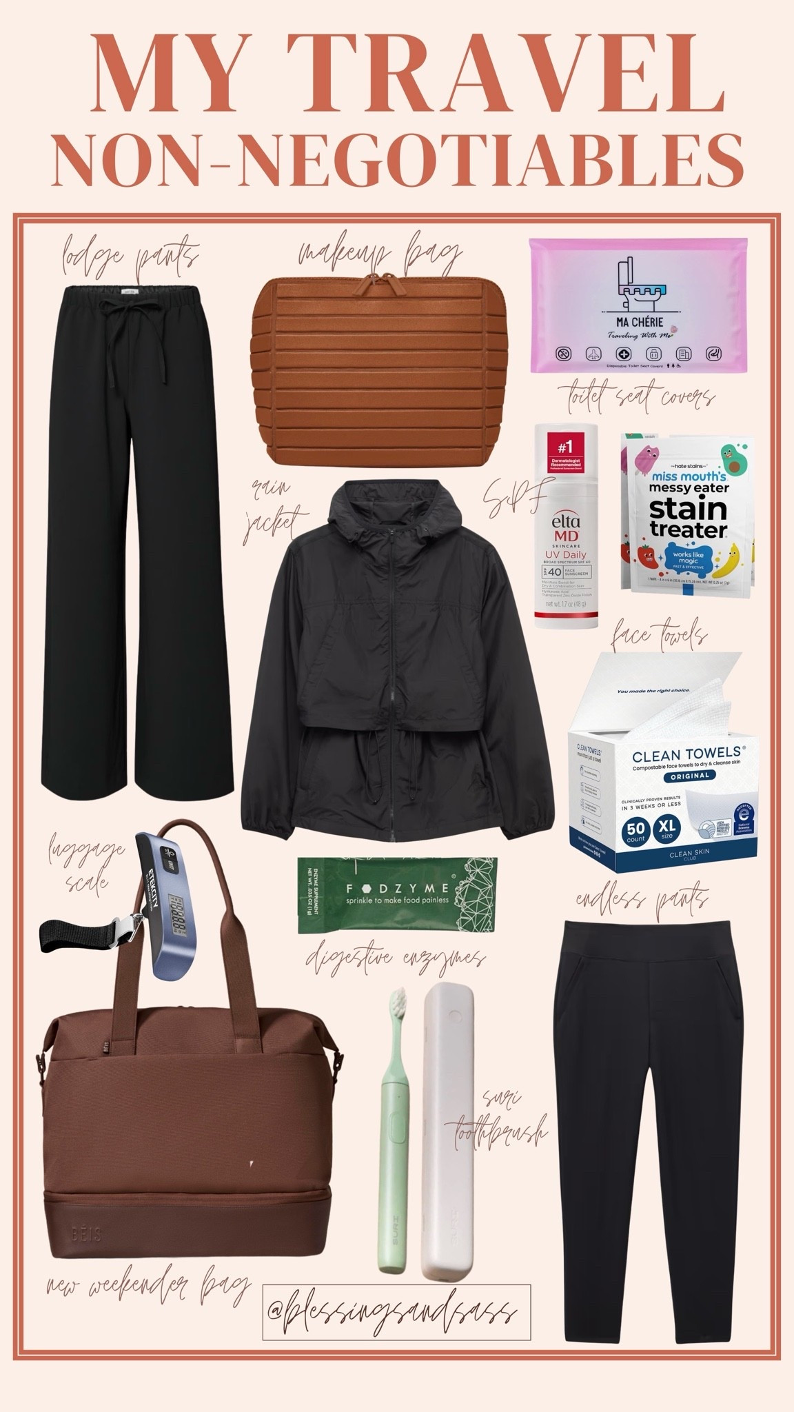 My travel must haves 

Travel, airport look, airport style, rain jacket, luggage, makeup bag, sunscreen, toothbrush, toilet seat covers

#LTKTravel #LTKselfcare