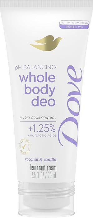 Dove Whole Body Deo Aluminum Free pH Balancing Cream Deodorant Coconut & Vanilla for 72h Odor Con... | Amazon (US)