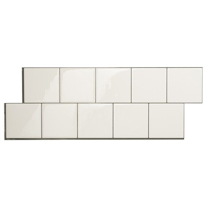 Smart Tiles Peel and Stick Backsplash Square Velden 2-Pack White 8-in x 20-in Glossy Resin Unifor... | Lowe's