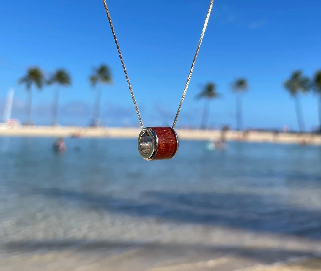 Barrel Necklace, Koa Wood Necklace, Stainless Steel Koa Wood Necklace, Minimalist Island Inspired... | Etsy (US)