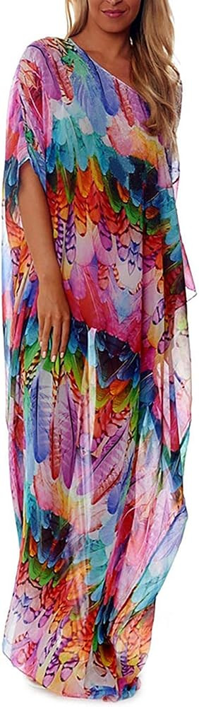 Eddoyee Chiffon Loose Kaftan Dresses for Women Beach Caftan Swimsuit Cover Up | Amazon (US)