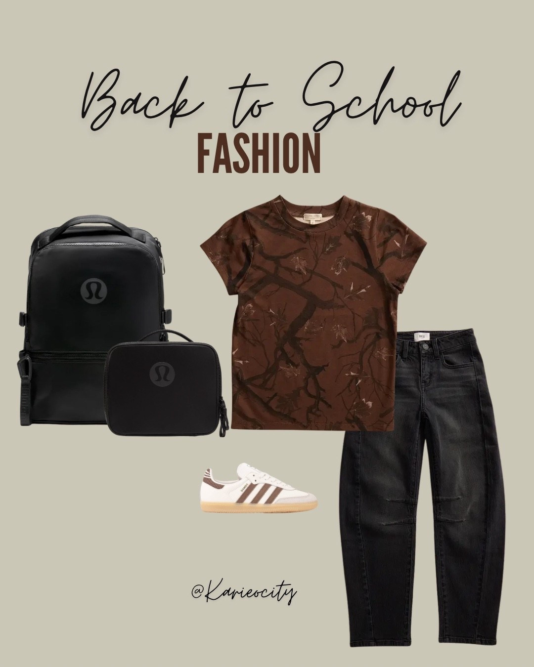 Back to School Outfit🤎

Loving this dark brown camo tee paired with these black barrel jeans and cute are these shoes with and Lululemon backpack and matching lunchbox🖤✔️

Back to school// Back to School shopping// Tween girl fashion// Tween girl clothes

#LTKmomlife #LTKKids
