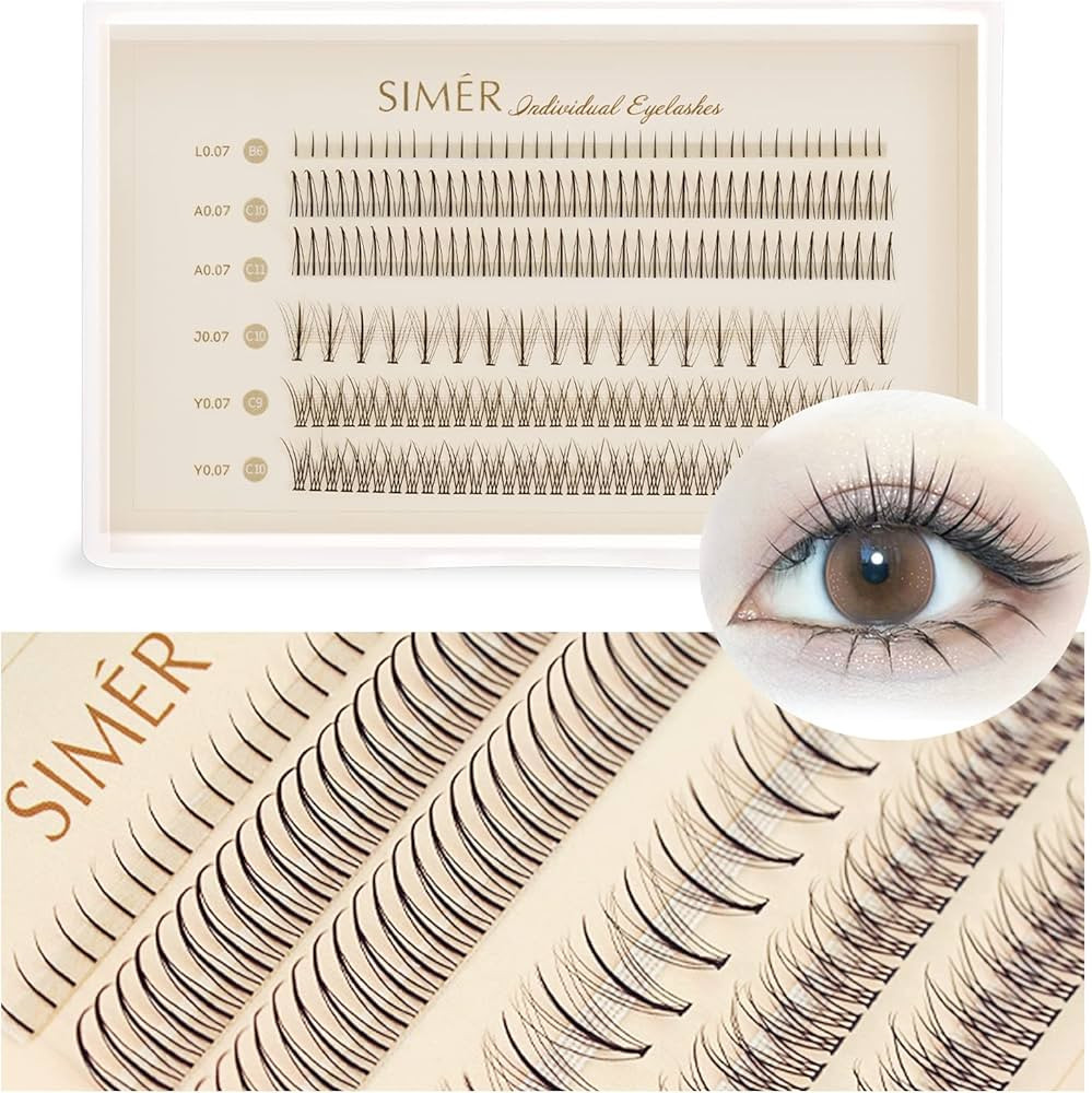 SIMER 4 Types 220 Clusters/Individual Lashes Natural Look 6-11mm Eyelash Extension Kit with Fisht... | Amazon (US)