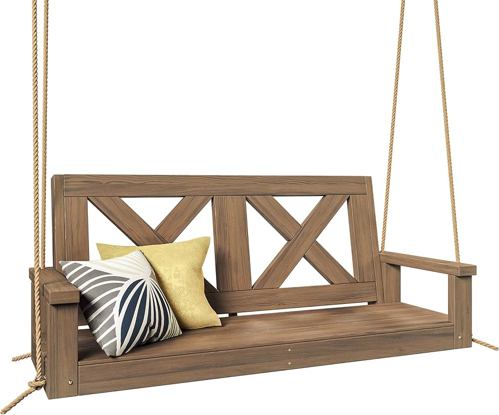 Porchgate Amish Heavy Duty 700 Lb Farmhouse Porch Swing W/Ropes (5 Foot, Warm Walnut Stain) | Amazon (US)