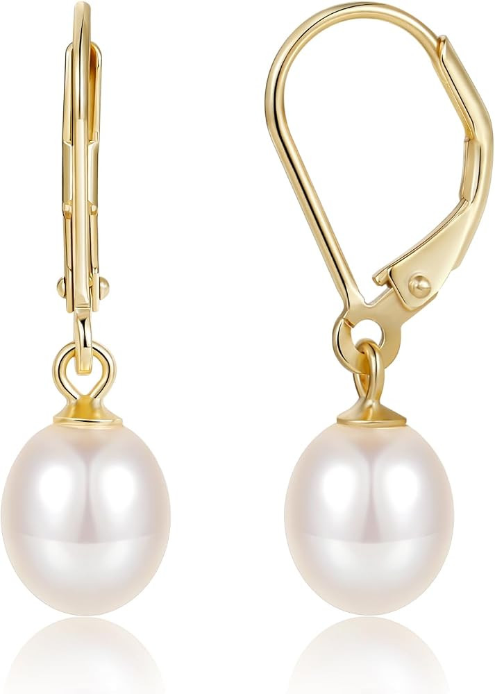 EAMTI Pearl Earrings for Women 925 Sterling Silver Post Drop Earrings | Amazon (US)