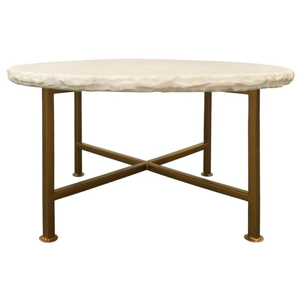 Adair Marble Cocktail Table with Cast Iron Base in White - Walmart.com | Walmart (US)