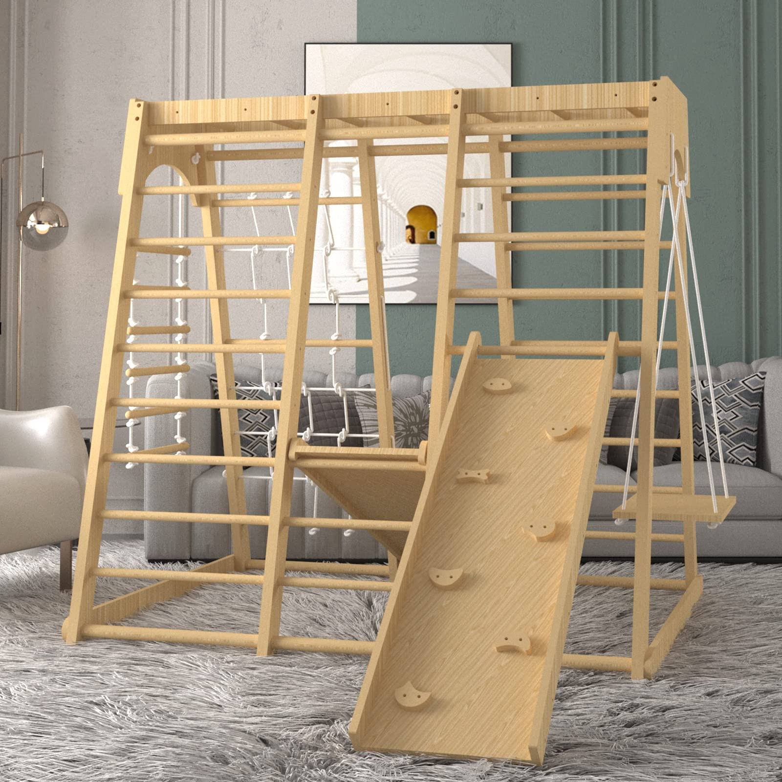 Indoor Jungle Gym, 66inch Toddler Climbing Toys Indoor, 8-in-1 Indoor Playground for Toddler 1-3 ... | Amazon (US)