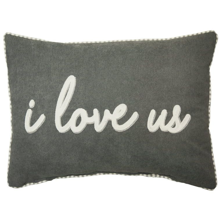 Mainstays Decorative Throw Pillow, I Love Us Sentiment Chenille, Oblong, Grey, 14" x 20", 1Pack | Walmart (US)