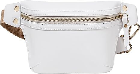 KIEKA Genuine Leather Fanny Pack for Women with Durable Cotton Belt, Polished Metal Hardware and ... | Amazon (US)