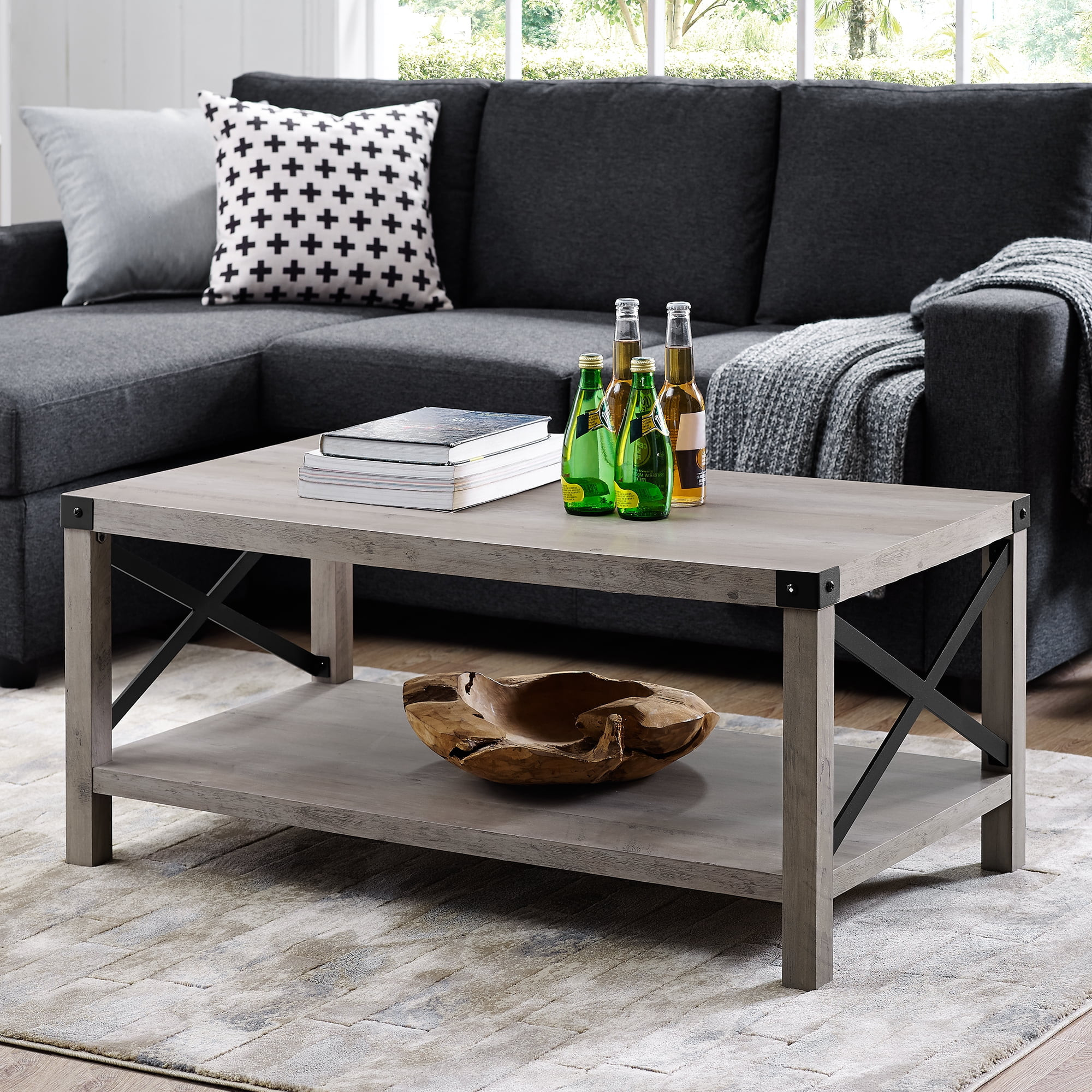 Magnolia Metal X Reclaimed Barnwood Coffee Table by Desert Fields | Walmart (US)