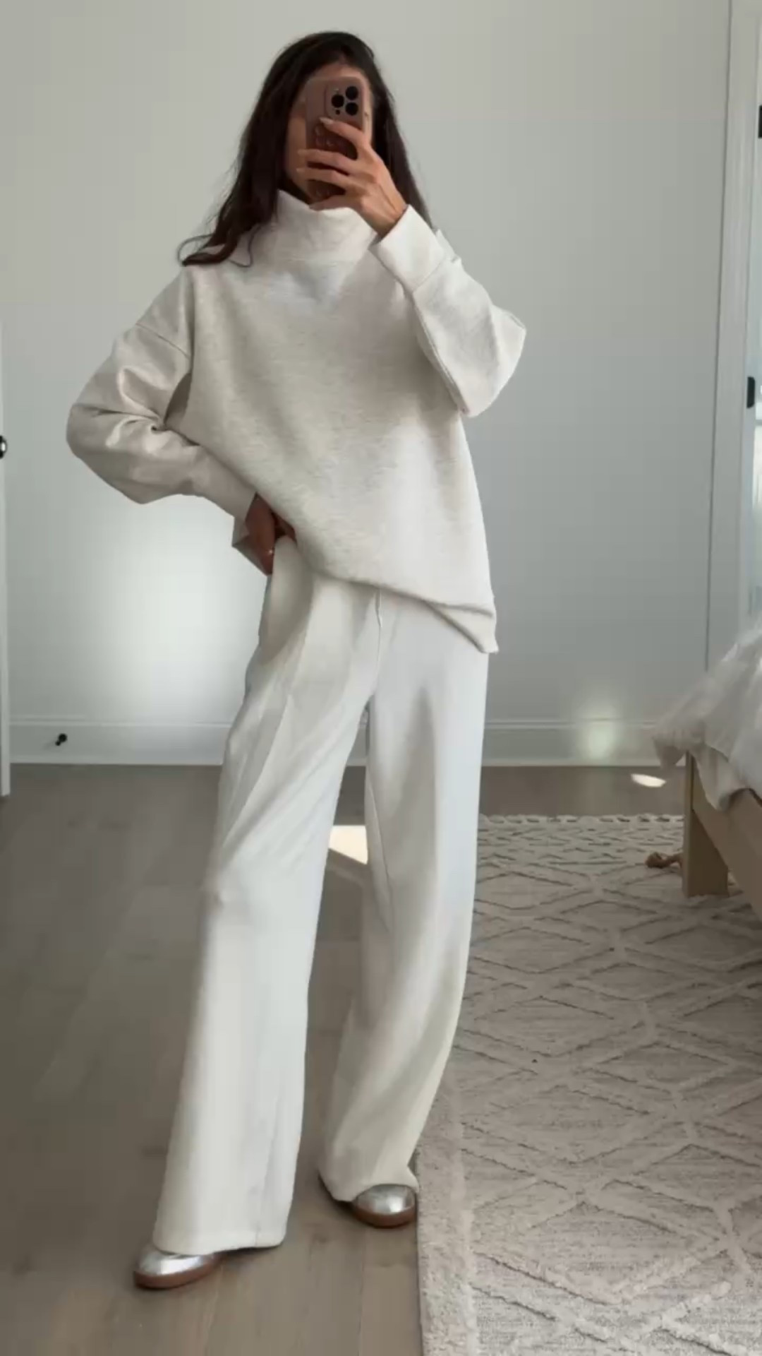 Neutral monochrome outfit with an oversized cozy sweater and relaxed wide leg pants. Soft, comfortable pieces that feel elevated but still easy for everyday wear. Perfect casual outfit for errands, travel days, casual meetings, or lounging in style. Neutral outfit ideas, monochrome outfit, wide leg pants, oversized sweater, casual chic outfit, everyday comfortable wear, minimalist style, relaxed fit clothing.

#LTKSeasonal #LTKootd #LTKFindsUnder50