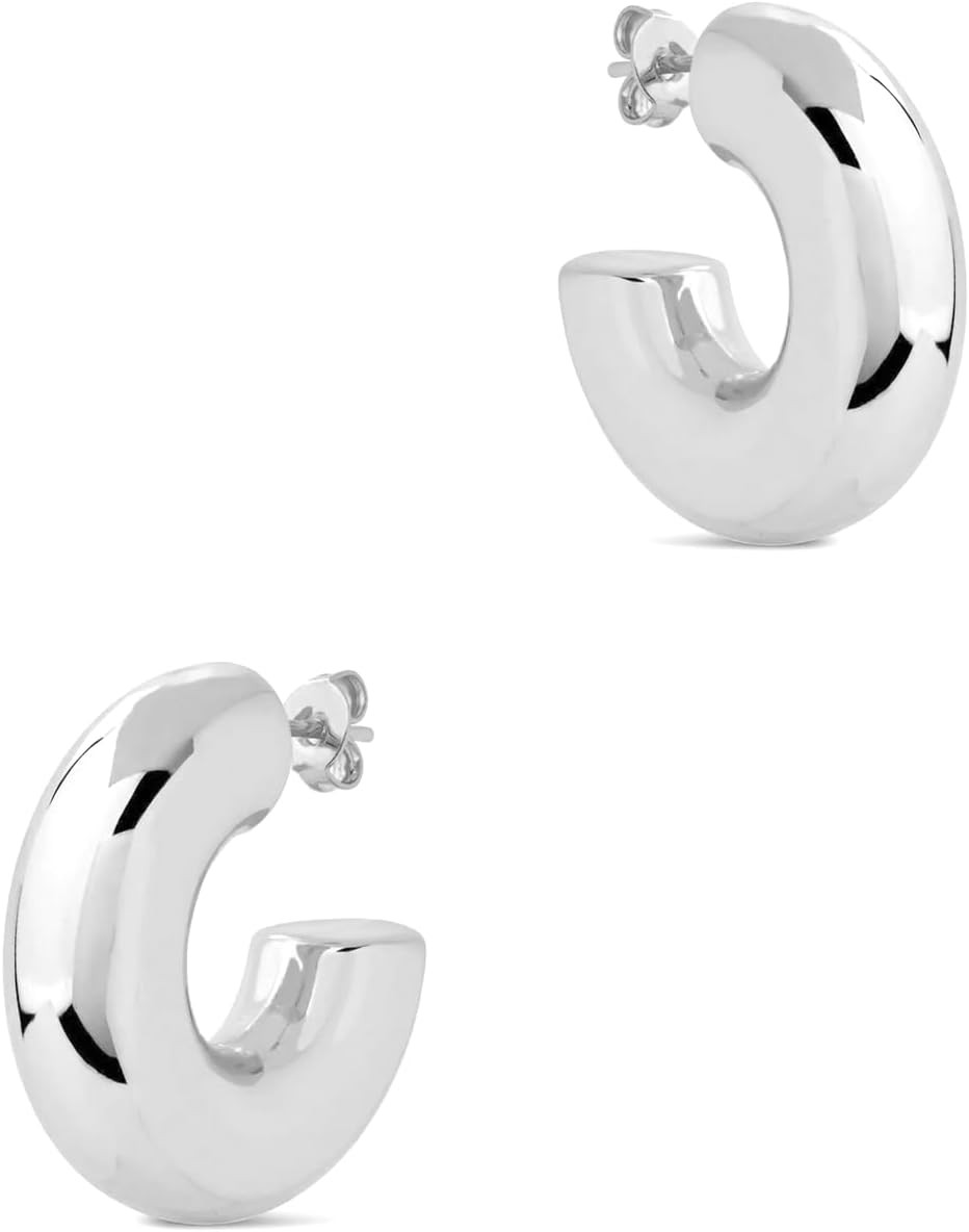 CONRAN KREMIX Waterproof Chunky Gold Hoops Earrings for Women Non Tarnish, Thick Gold Plated Circle Open Hoop,Lightweight Hollow Earrings Trendy | Amazon (US)