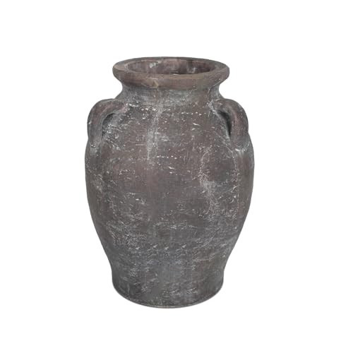 9.5'' Black Terracotta Vase Handmade Rustic Floor Ceramic Vases Large Antique Pottery Clay with 3 Ear Design Farmhouse Housewarming Gift for Home Decor Bedroom Living Room | Amazon (US)