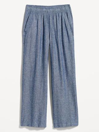 High-Waisted Linen-Blend Wide-Leg Pants for Women | Old Navy (US)